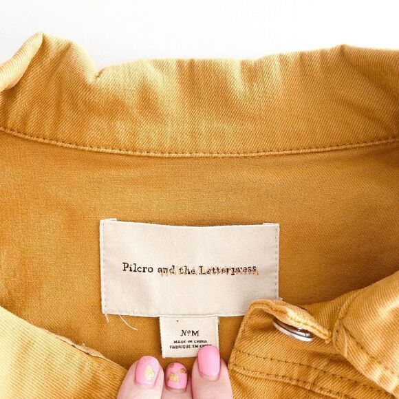 Pilcro and the Letterpress Womens Denim Jacket Cropped Mustard Yellow Medium - Picture 3 of 7